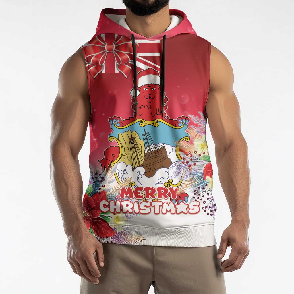 Bermuda Christmas Sleeveless Hoodie Coquette Bow Xmas Vibe - Wonder Print Shop