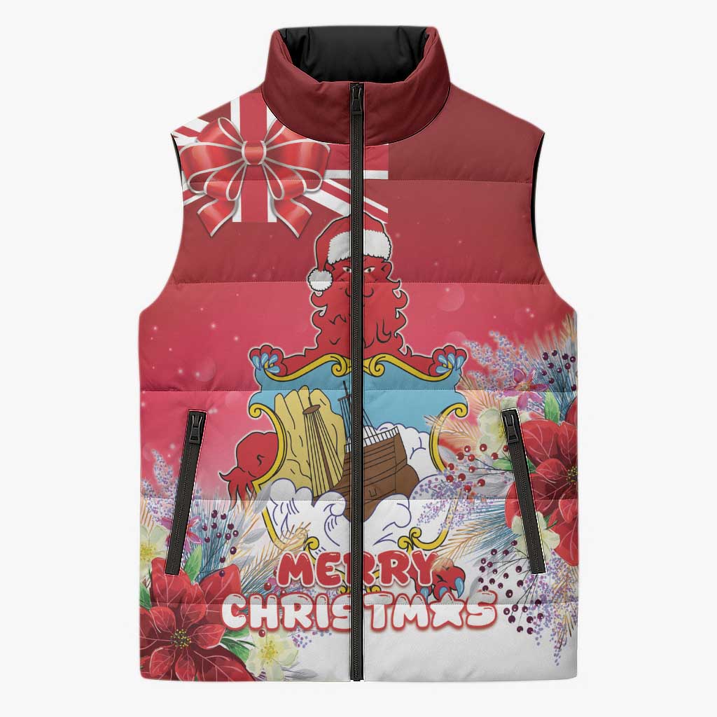 Bermuda Christmas Sleeveless Puffer Jacket Coquette Bow Xmas Vibe - Wonder Print Shop