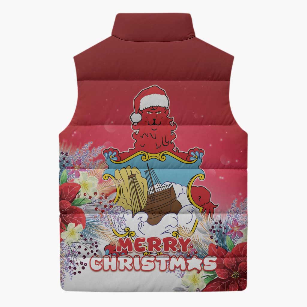 Bermuda Christmas Sleeveless Puffer Jacket Coquette Bow Xmas Vibe - Wonder Print Shop