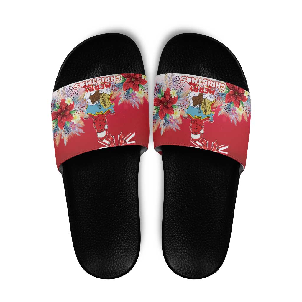 Bermuda Christmas Slide Sandals Coquette Bow Xmas Vibe - Wonder Print Shop