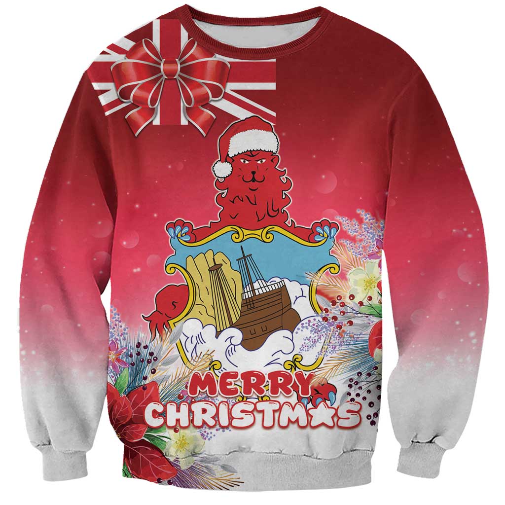 Bermuda Christmas Sweatshirt Coquette Bow Xmas Vibe - Wonder Print Shop