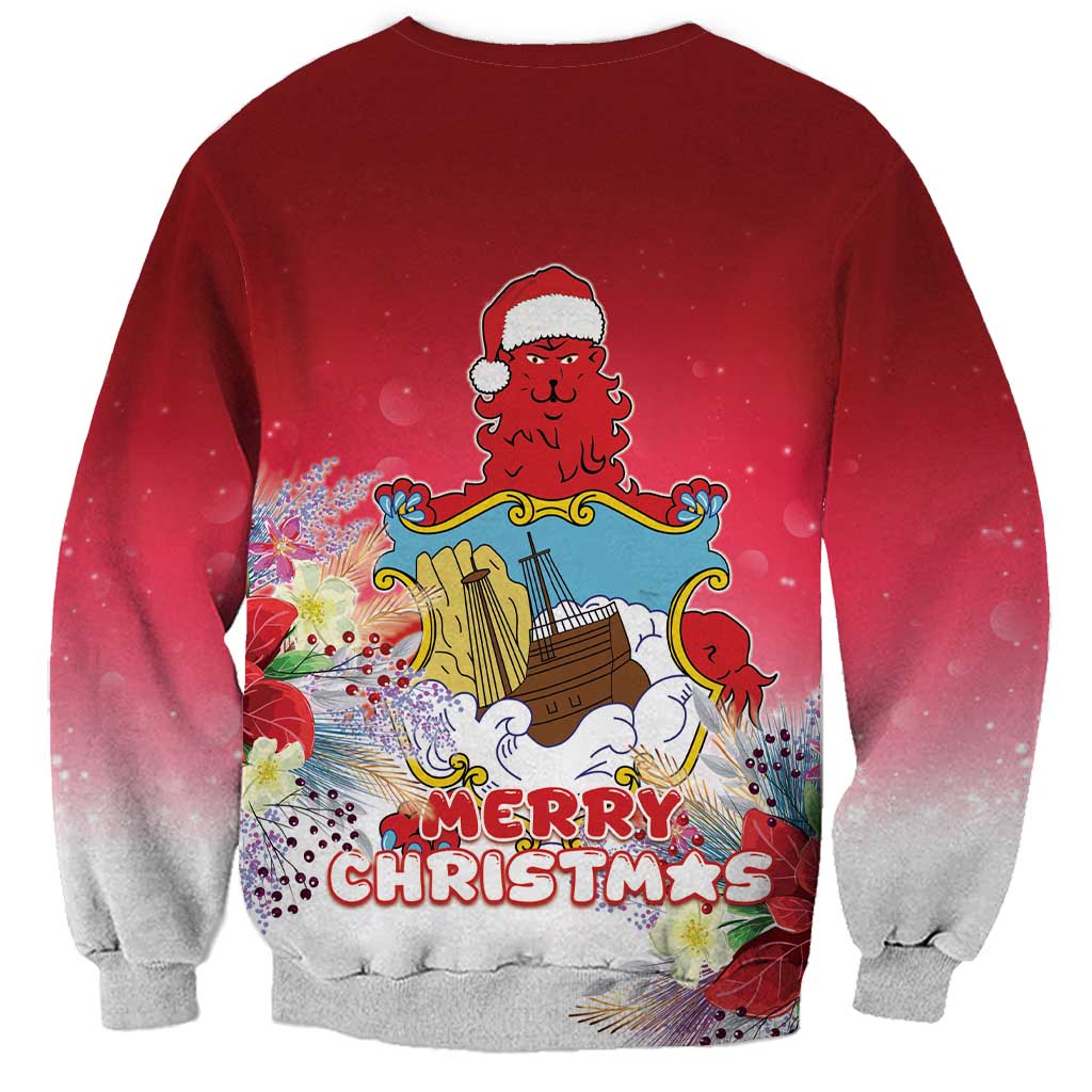 Bermuda Christmas Sweatshirt Coquette Bow Xmas Vibe - Wonder Print Shop