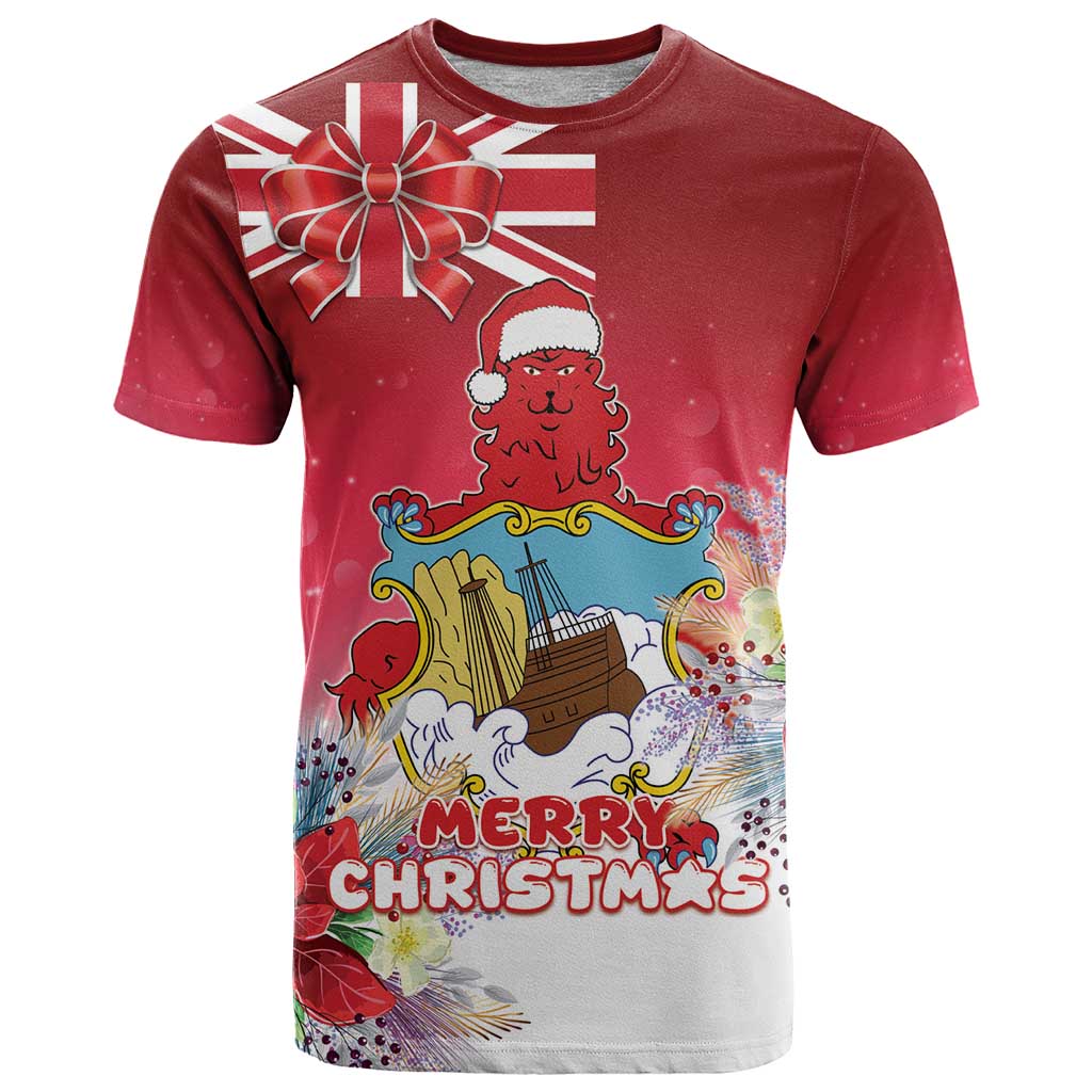 Bermuda Christmas T Shirt Coquette Bow Xmas Vibe - Wonder Print Shop