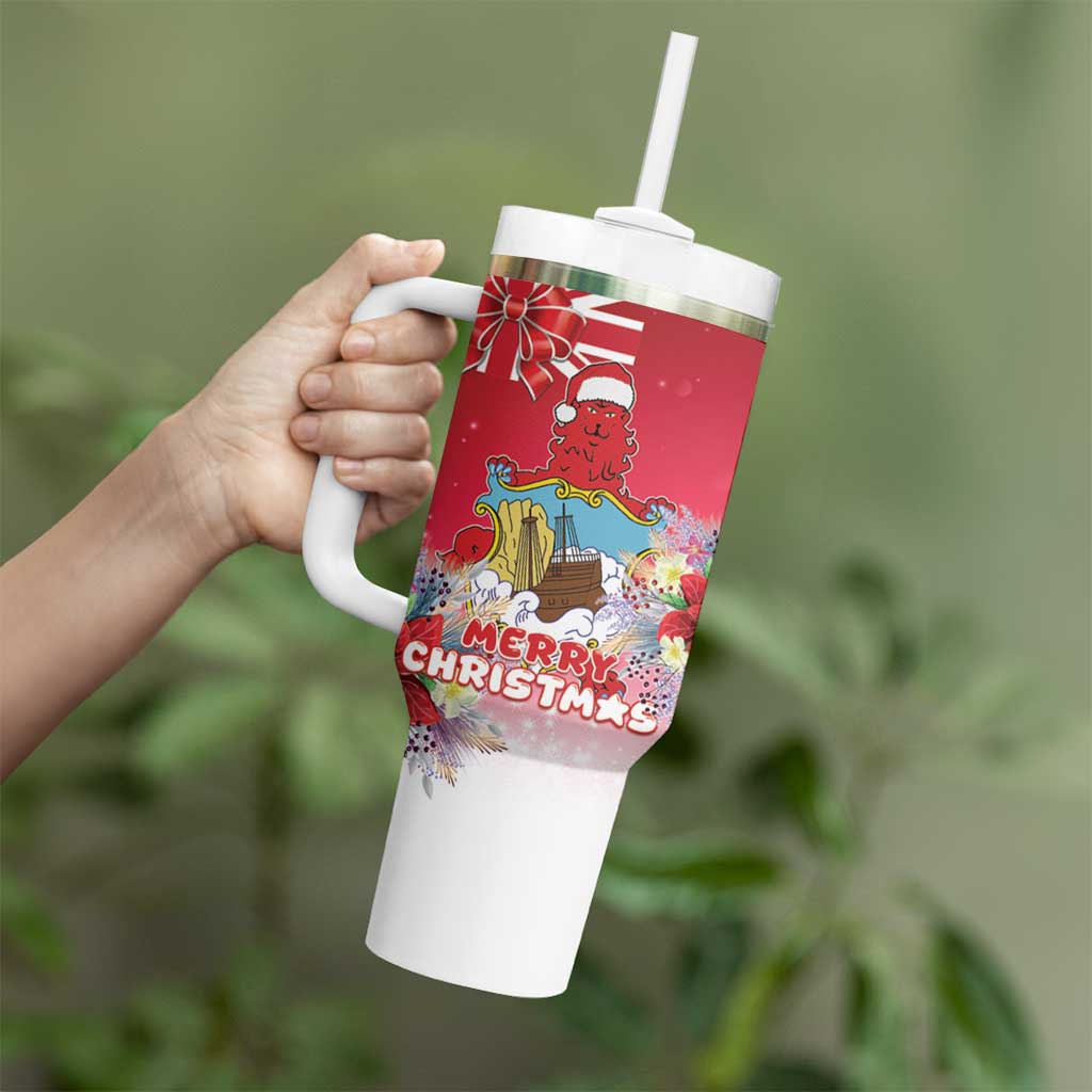 Bermuda Christmas Tumbler With Handle Coquette Bow Xmas Vibe - Wonder Print Shop
