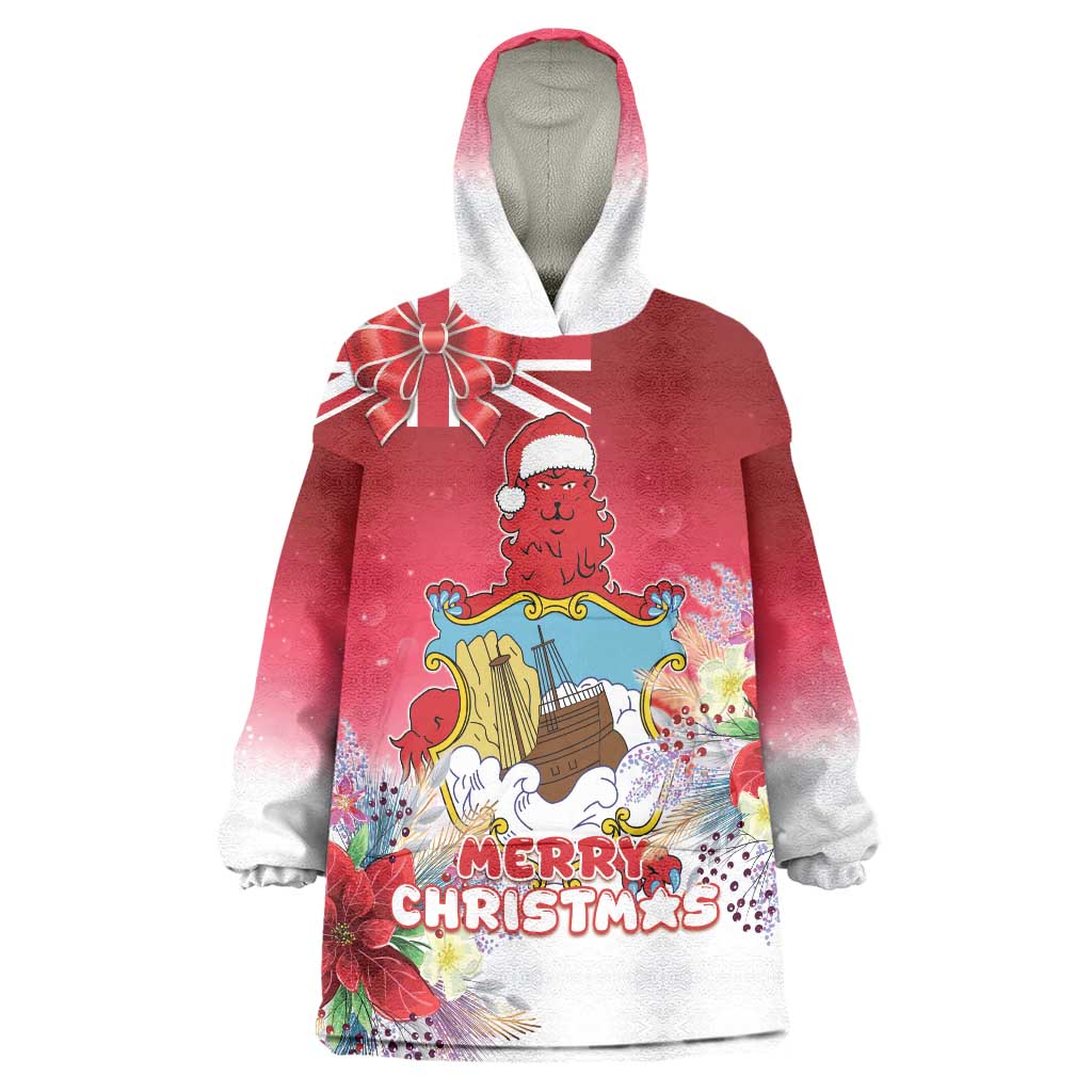 Bermuda Christmas Wearable Blanket Hoodie Coquette Bow Xmas Vibe - Wonder Print Shop