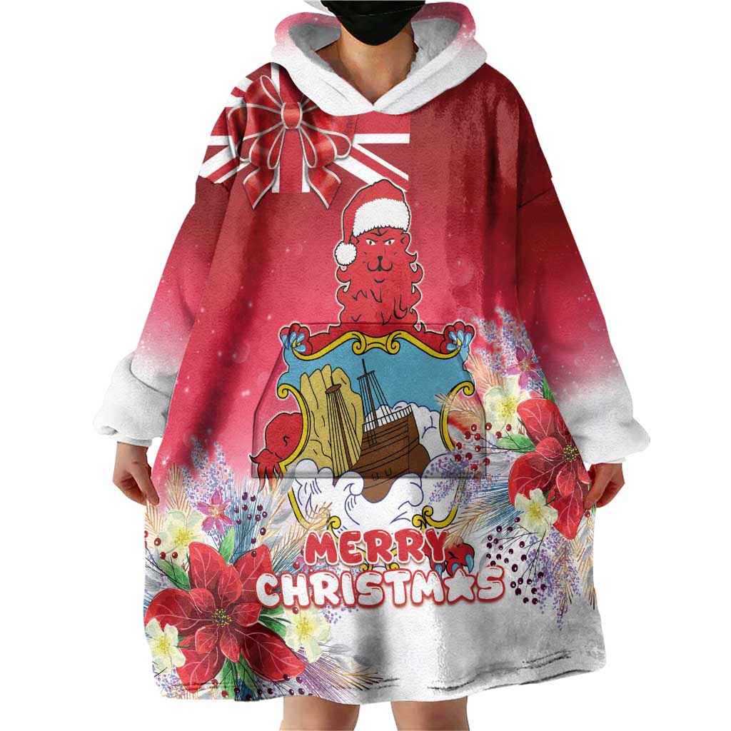 Bermuda Christmas Wearable Blanket Hoodie Coquette Bow Xmas Vibe - Wonder Print Shop