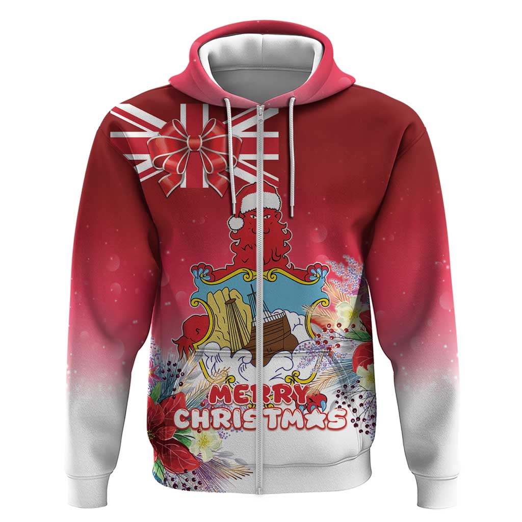 Bermuda Christmas Zip Hoodie Coquette Bow Xmas Vibe - Wonder Print Shop