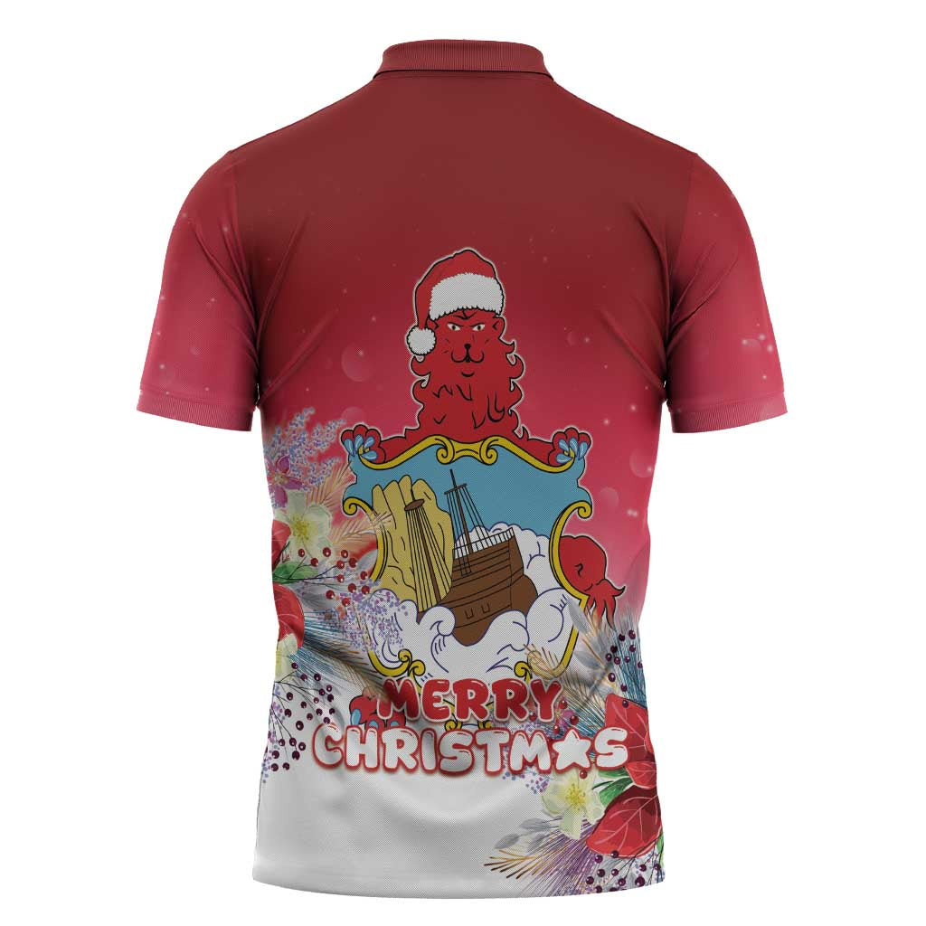Bermuda Christmas Zipper Polo Shirt Coquette Bow Xmas Vibe - Wonder Print Shop
