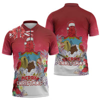 Bermuda Christmas Zipper Polo Shirt Coquette Bow Xmas Vibe - Wonder Print Shop