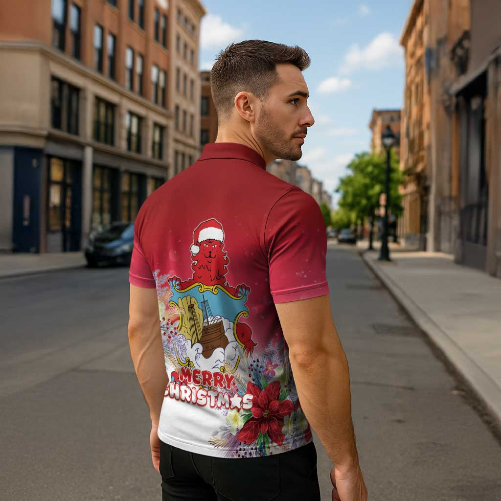 Bermuda Christmas Zipper Polo Shirt Coquette Bow Xmas Vibe - Wonder Print Shop