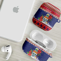 Cayman Islands Christmas AirPods Case Coat Of Arms With Poinsettia - Wonder Print Shop