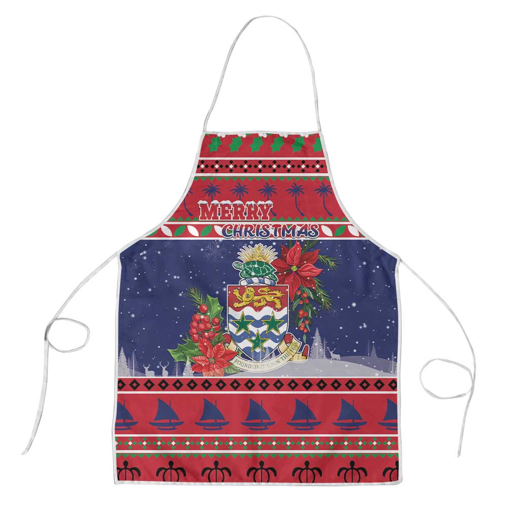 Cayman Islands Christmas Apron Coat Of Arms With Poinsettia - Wonder Print Shop