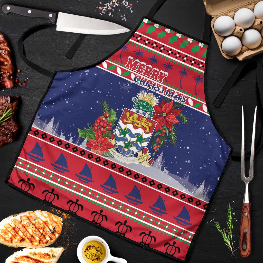 Cayman Islands Christmas Apron Coat Of Arms With Poinsettia - Wonder Print Shop