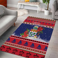 Cayman Islands Christmas Area Rug Coat Of Arms With Poinsettia - Wonder Print Shop