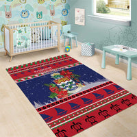 Cayman Islands Christmas Area Rug Coat Of Arms With Poinsettia - Wonder Print Shop