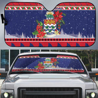 Cayman Islands Christmas Auto Sun Shade Coat Of Arms With Poinsettia - Wonder Print Shop
