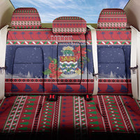 Cayman Islands Christmas Back Car Seat Cover Coat Of Arms With Poinsettia - Wonder Print Shop