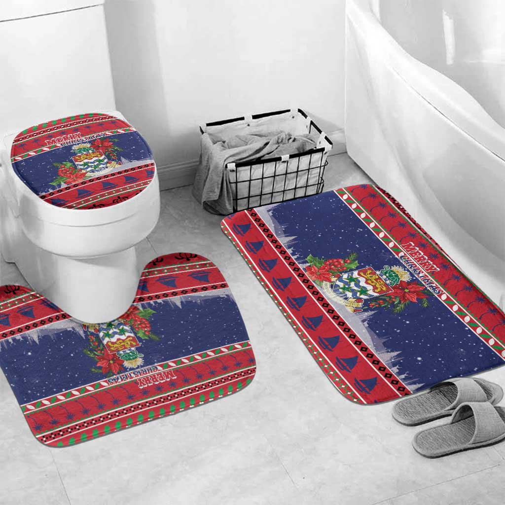 Cayman Islands Christmas Bathroom Set Coat Of Arms With Poinsettia - Wonder Print Shop