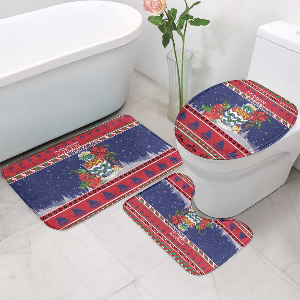 Cayman Islands Christmas Bathroom Set Coat Of Arms With Poinsettia - Wonder Print Shop