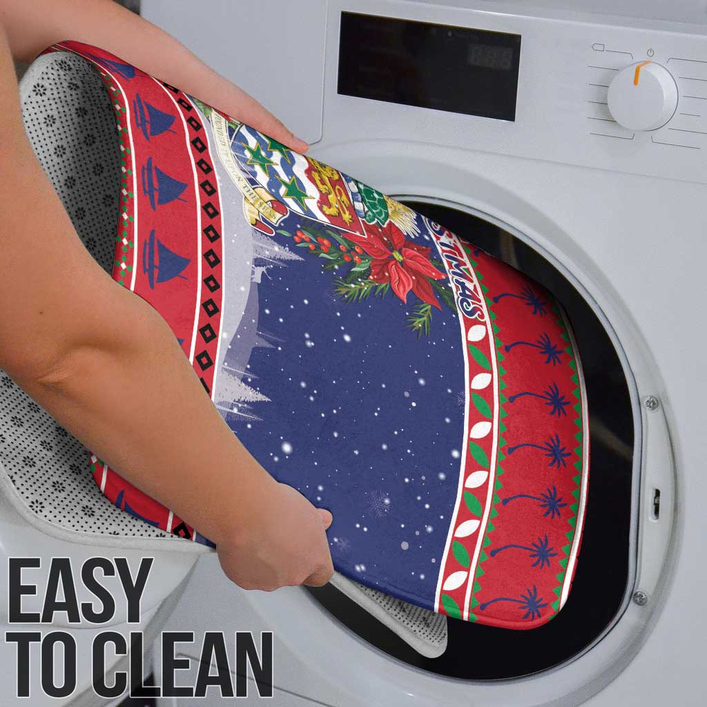 Cayman Islands Christmas Bathroom Set Coat Of Arms With Poinsettia - Wonder Print Shop