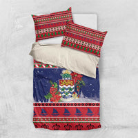 Cayman Islands Christmas Bedding Set Coat Of Arms With Poinsettia - Wonder Print Shop