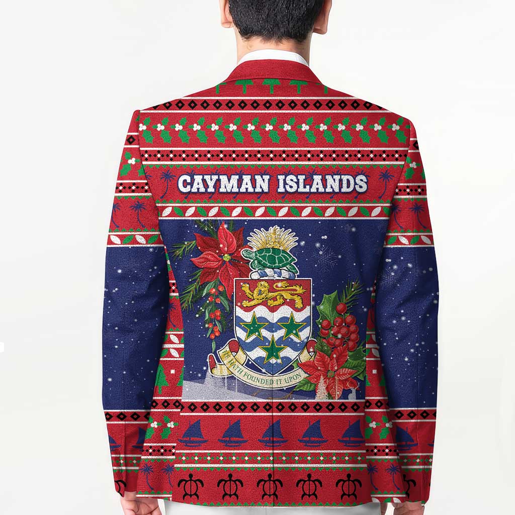 Cayman Islands Christmas Blazer Coat Of Arms With Poinsettia - Wonder Print Shop