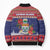 Cayman Islands Christmas Bomber Puffer Jacket Coat Of Arms With Poinsettia - Wonder Print Shop