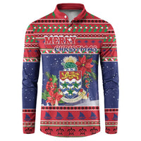 Cayman Islands Christmas Button Sweatshirt Coat Of Arms With Poinsettia - Wonder Print Shop