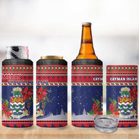 Cayman Islands Christmas 4 in 1 Can Cooler Tumbler Coat Of Arms With Poinsettia - Wonder Print Shop