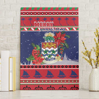 Cayman Islands Christmas Canvas Wall Art Coat Of Arms With Poinsettia - Wonder Print Shop