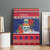 Cayman Islands Christmas Canvas Wall Art Coat Of Arms With Poinsettia - Wonder Print Shop