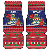 Cayman Islands Christmas Car Mats Coat Of Arms With Poinsettia - Wonder Print Shop