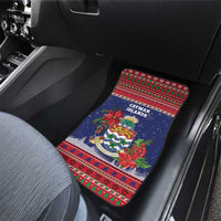 Cayman Islands Christmas Car Mats Coat Of Arms With Poinsettia - Wonder Print Shop