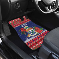 Cayman Islands Christmas Car Mats Coat Of Arms With Poinsettia - Wonder Print Shop