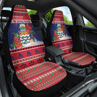 Cayman Islands Christmas Car Seat Cover Coat Of Arms With Poinsettia - Wonder Print Shop