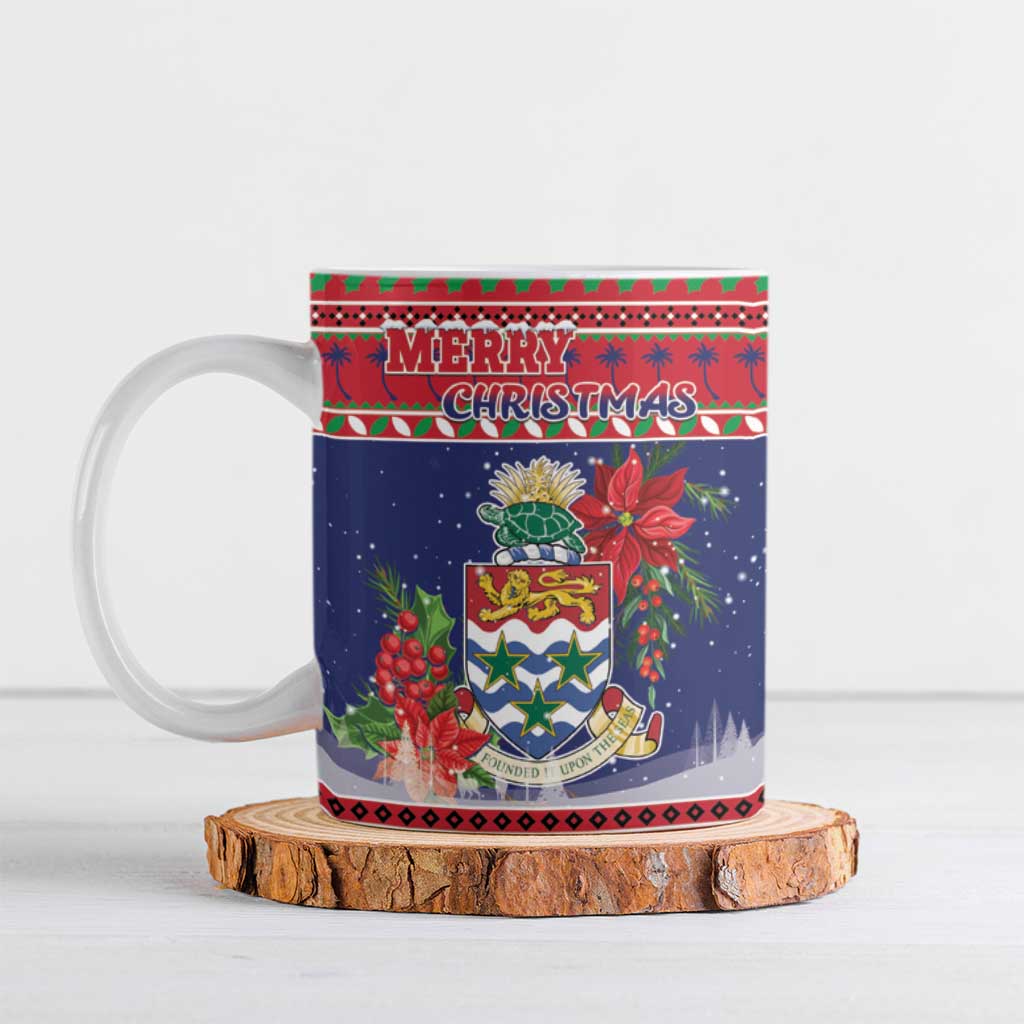 Cayman Islands Christmas Ceramic Mug Coat Of Arms With Poinsettia - Wonder Print Shop