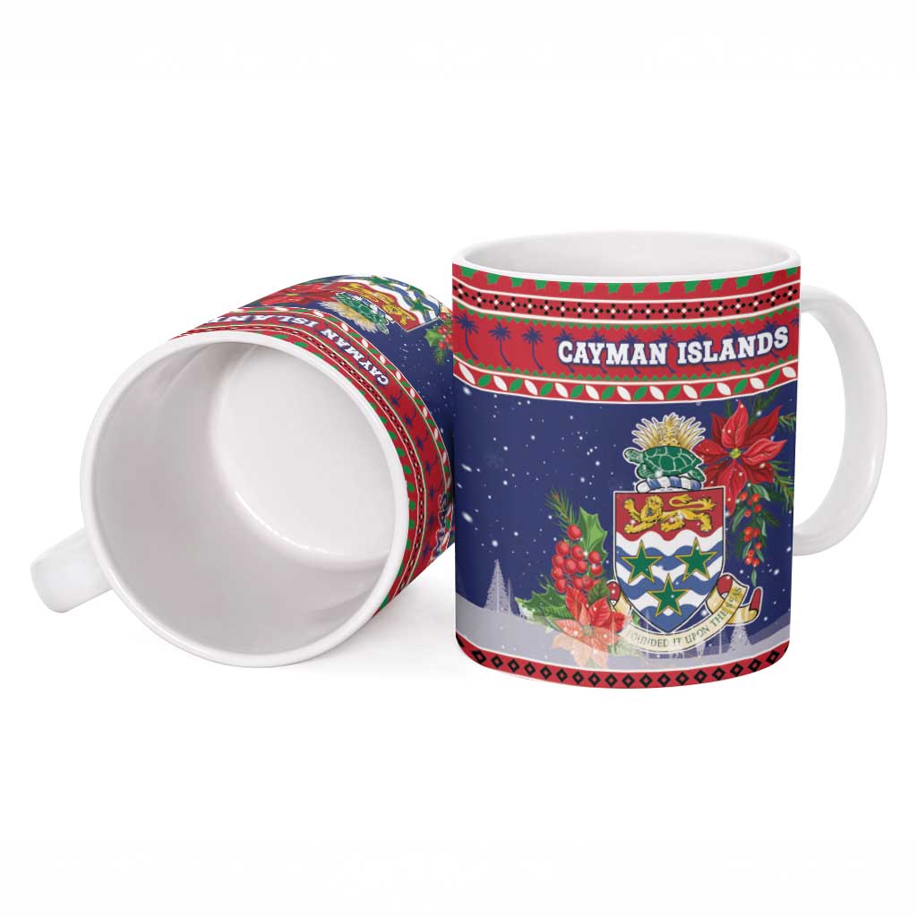 Cayman Islands Christmas Ceramic Mug Coat Of Arms With Poinsettia - Wonder Print Shop