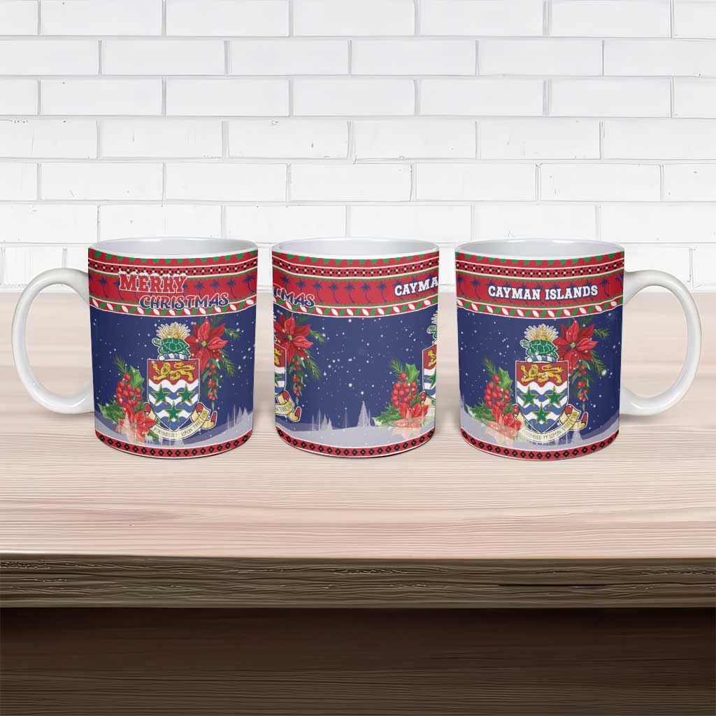 Cayman Islands Christmas Ceramic Mug Coat Of Arms With Poinsettia - Wonder Print Shop