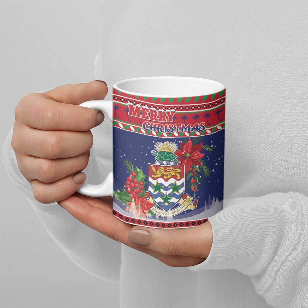 Cayman Islands Christmas Ceramic Mug Coat Of Arms With Poinsettia - Wonder Print Shop