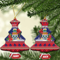 Cayman Islands Christmas Ceramic Ornament Coat Of Arms With Poinsettia - Wonder Print Shop