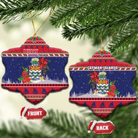 Cayman Islands Christmas Ceramic Ornament Coat Of Arms With Poinsettia - Wonder Print Shop