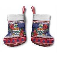 Cayman Islands Christmas Stocking Coat Of Arms With Poinsettia - Wonder Print Shop
