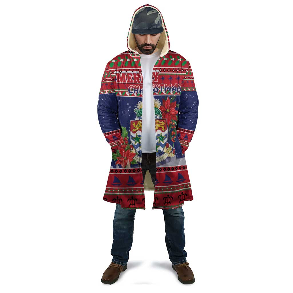 Cayman Islands Christmas Cloak Coat Of Arms With Poinsettia - Wonder Print Shop