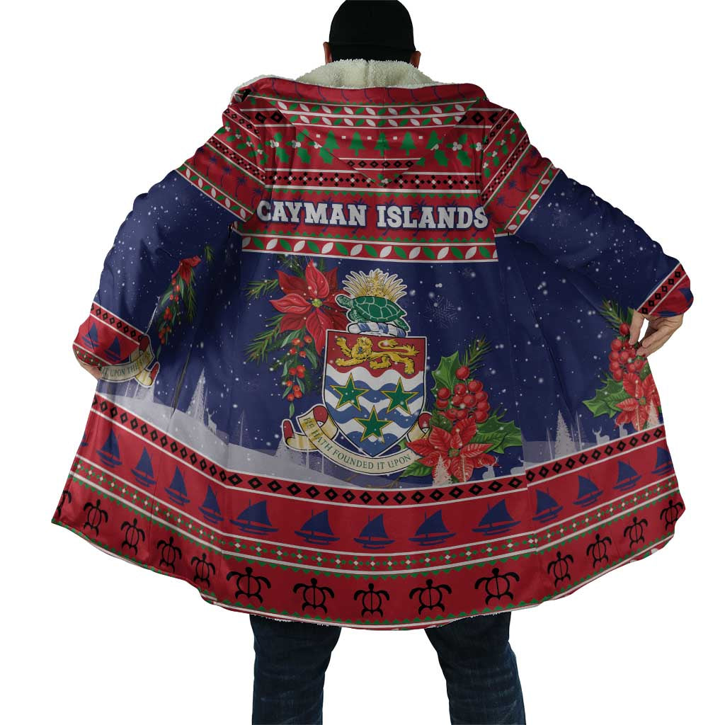 Cayman Islands Christmas Cloak Coat Of Arms With Poinsettia - Wonder Print Shop
