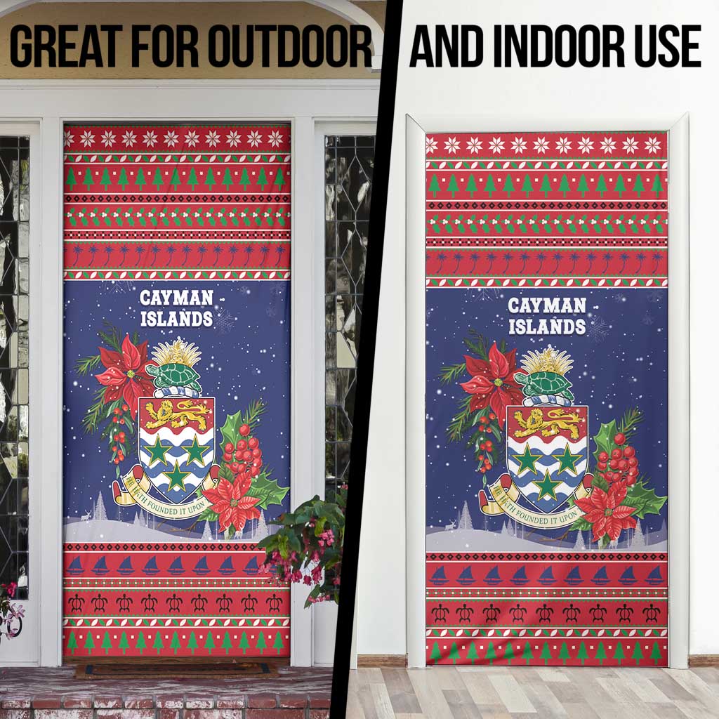 Cayman Islands Christmas Door Cover Coat Of Arms With Poinsettia - Wonder Print Shop