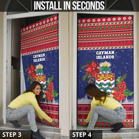 Cayman Islands Christmas Door Cover Coat Of Arms With Poinsettia - Wonder Print Shop