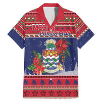 Cayman Islands Christmas Family Matching Mermaid Dress and Hawaiian Shirt Coat Of Arms With Poinsettia - Wonder Print Shop