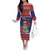 Cayman Islands Christmas Family Matching Off The Shoulder Long Sleeve Dress and Hawaiian Shirt Coat Of Arms With Poinsettia - Wonder Print Shop