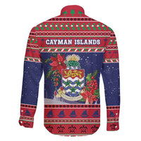 Cayman Islands Christmas Family Matching Off Shoulder Maxi Dress and Hawaiian Shirt Coat Of Arms With Poinsettia - Wonder Print Shop
