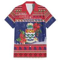 Cayman Islands Christmas Family Matching Summer Maxi Dress and Hawaiian Shirt Coat Of Arms With Poinsettia - Wonder Print Shop